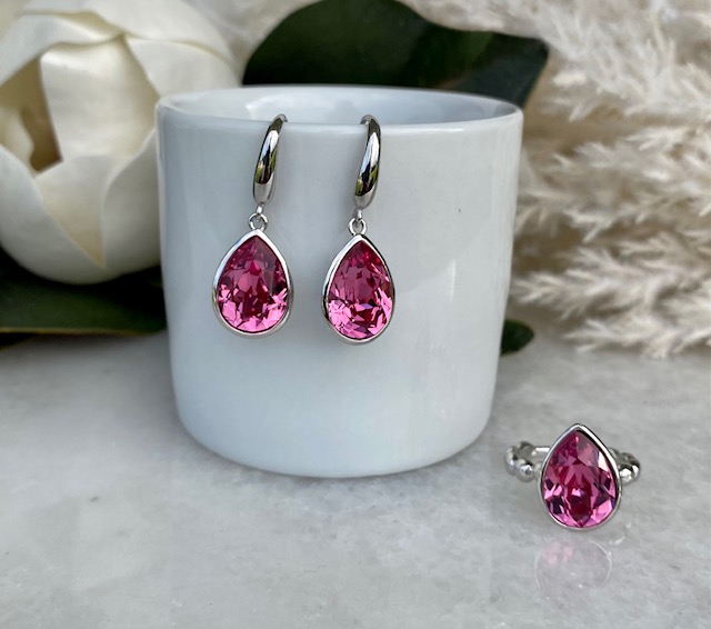 Pear Crystal Ring - Rose